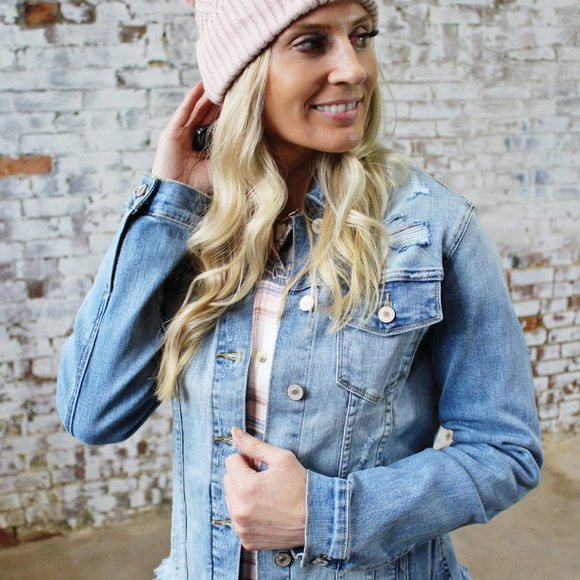 Kancan Zoey Denim Jean Jacket-Medium Wash - Picture 5 of 5